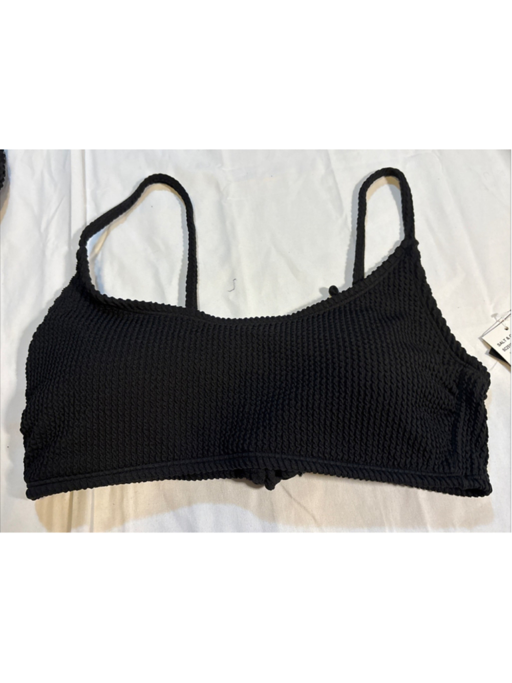salt + Cove Juniors Rib Scrunch Scoop-Neck Bikini Top Medium